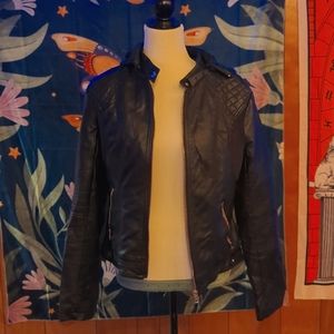 Ci Sono size L vegan leather lined black moto jacket